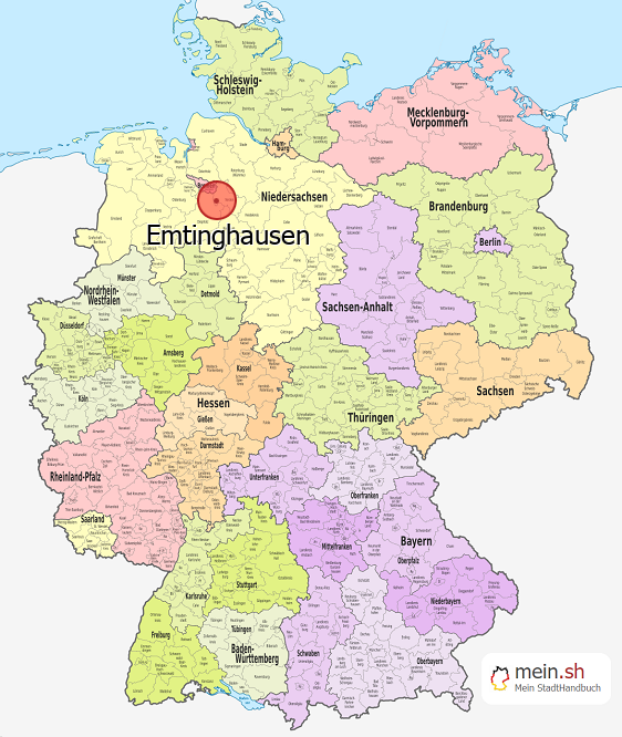 Deutschlandkarte mit Emtinghausen
