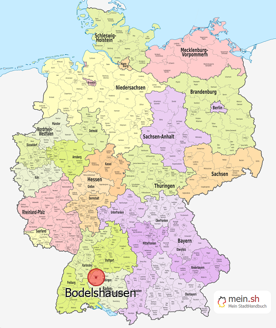 Deutschlandkarte mit Bodelshausen