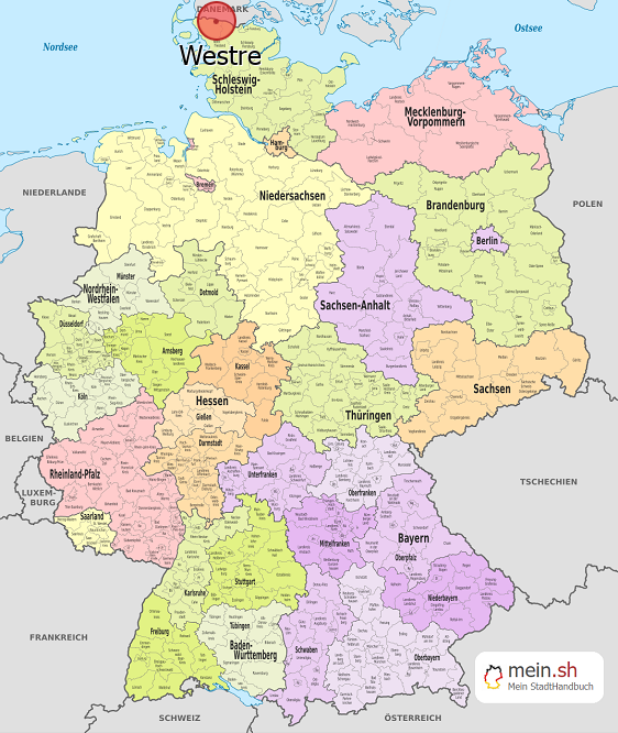 Deutschlandkarte mit Westre