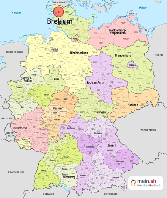 Deutschlandkarte mit Breklum