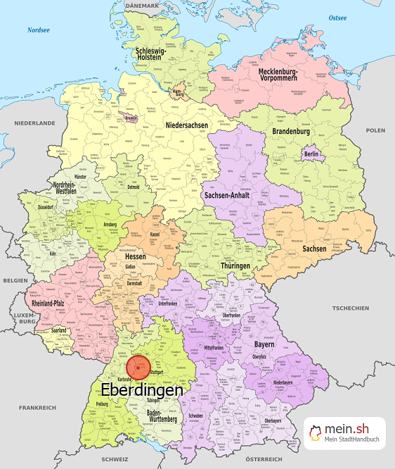 Deutschlandkarte mit Eberdingen