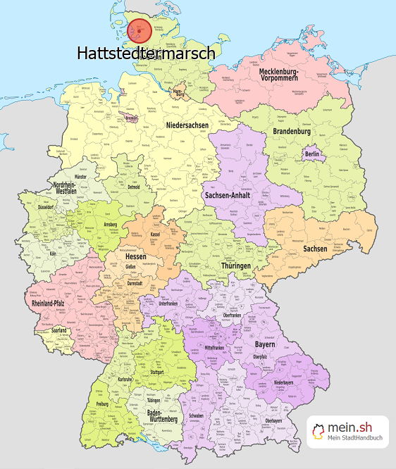 Deutschlandkarte mit Hattstedtermarsch