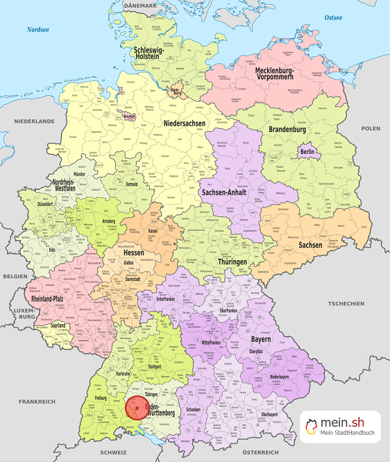 Deutschlandkarte mit Schwenningen