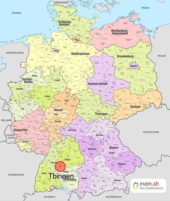 Deutschlandkarte mit Tbingen