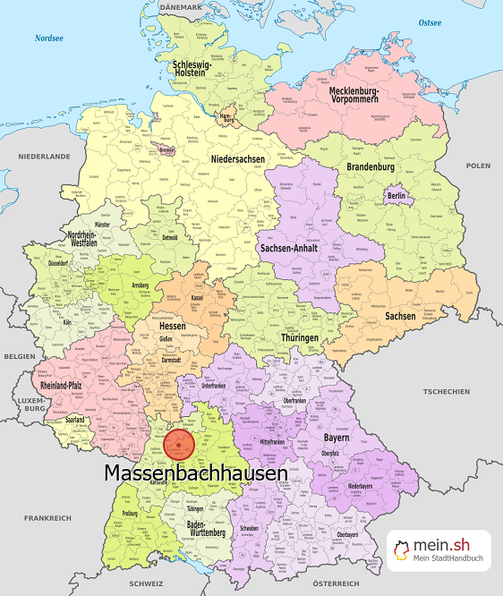 Deutschlandkarte mit Massenbachhausen