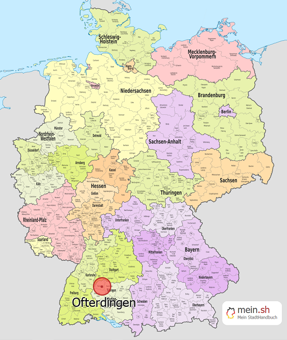 Deutschlandkarte mit Ofterdingen