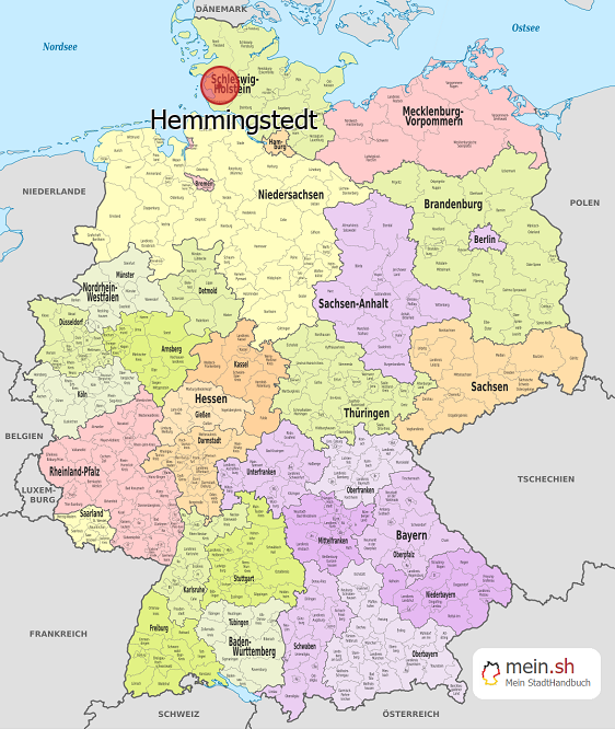 Deutschlandkarte mit Hemmingstedt