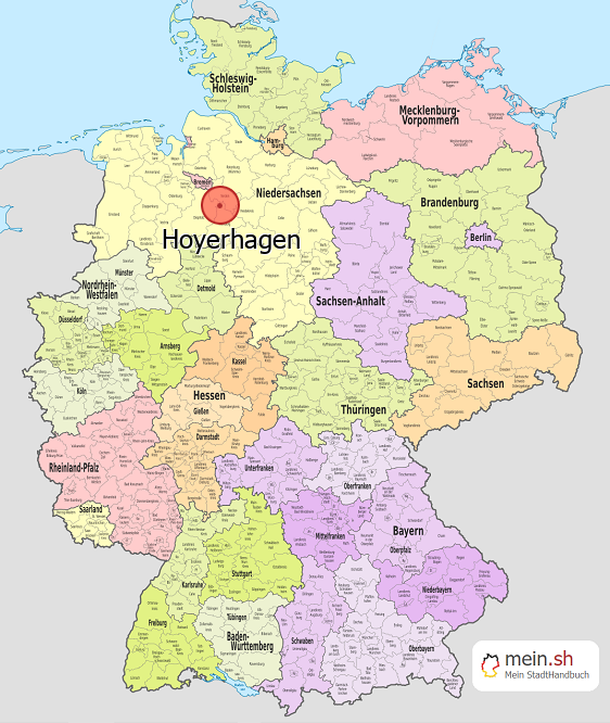 Deutschlandkarte mit Hoyerhagen