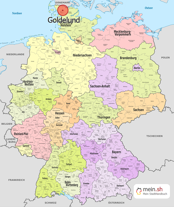 Deutschlandkarte mit Goldelund