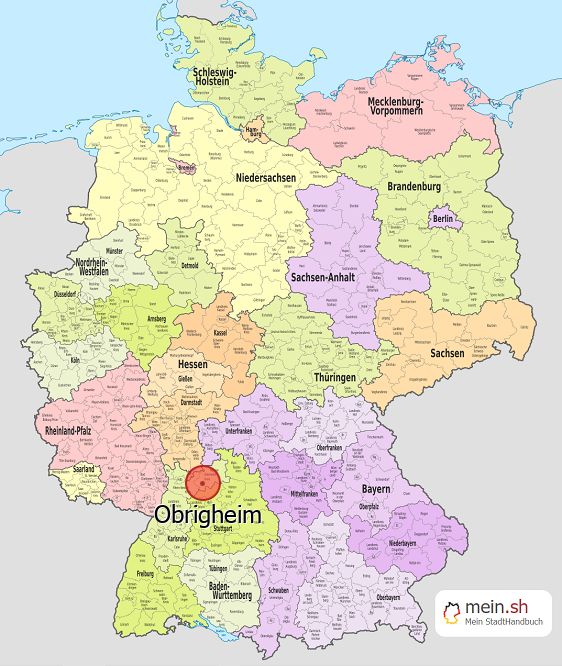 Deutschlandkarte mit Obrigheim