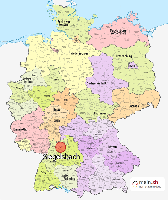 Deutschlandkarte mit Siegelsbach