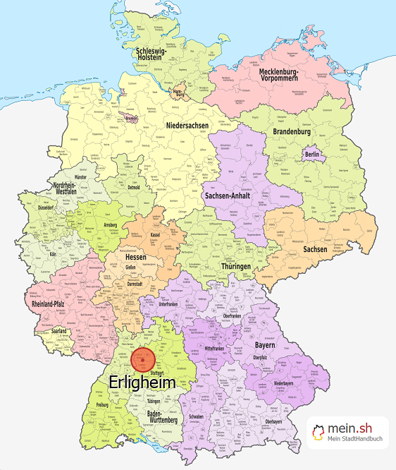 Deutschlandkarte mit Erligheim
