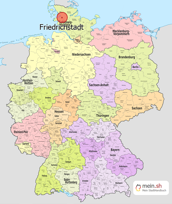 Deutschlandkarte mit Friedrichstadt