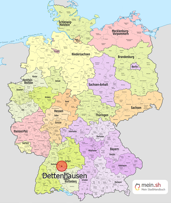 Deutschlandkarte mit Dettenhausen