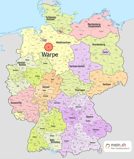 Deutschlandkarte mit Warpe