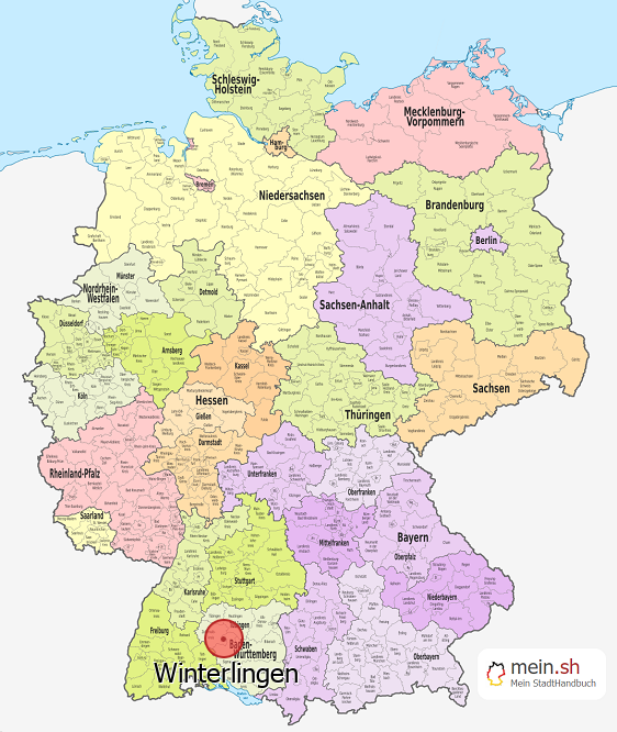 Deutschlandkarte mit Winterlingen