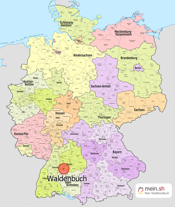 Deutschlandkarte mit Waldenbuch