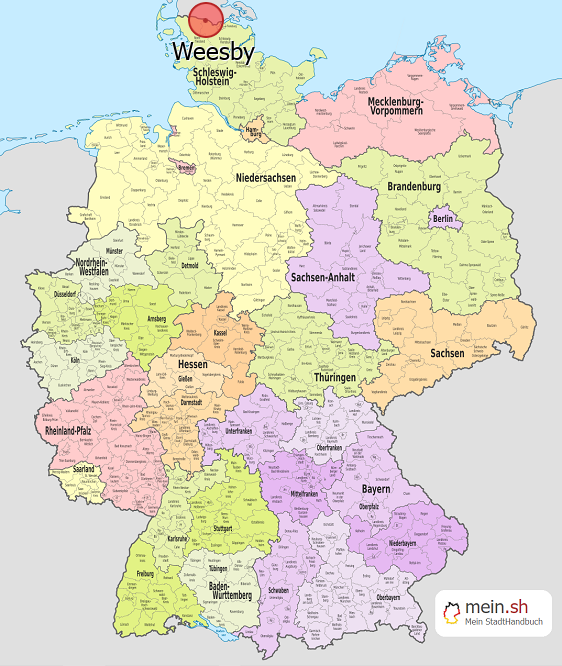 Deutschlandkarte mit Weesby