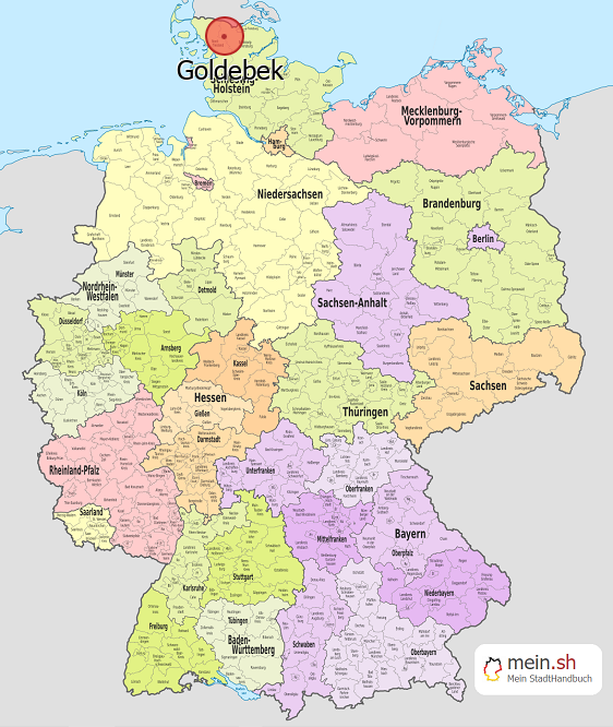 Deutschlandkarte mit Goldebek