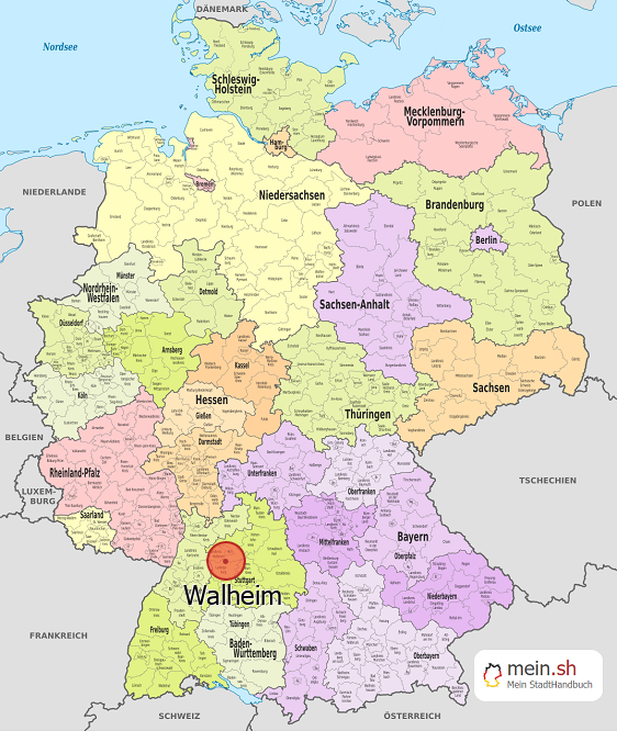 Deutschlandkarte mit Walheim