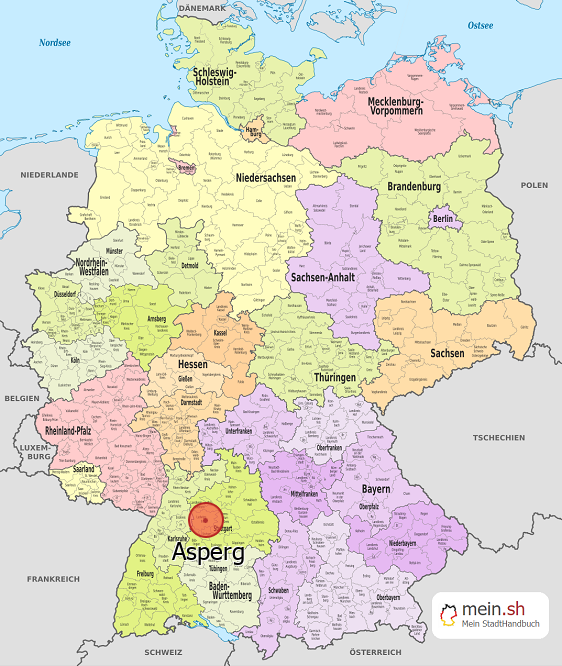 Deutschlandkarte mit Asperg