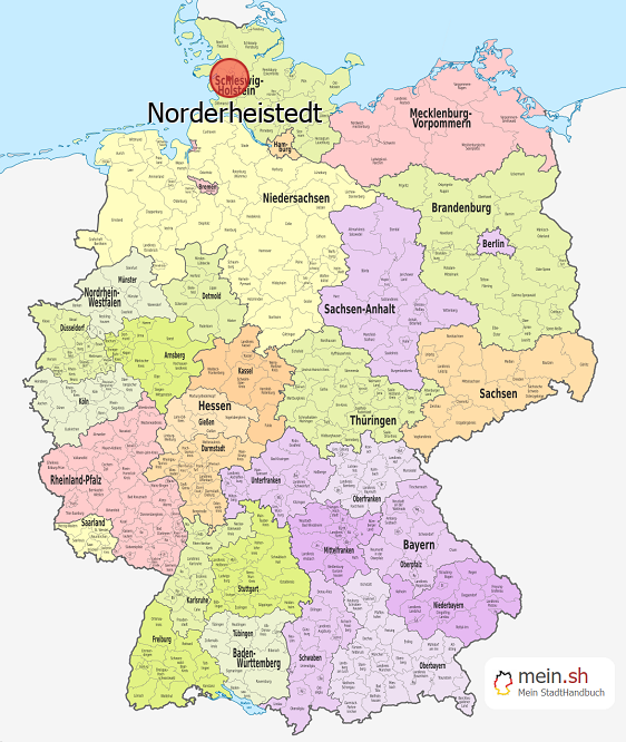 Deutschlandkarte mit Norderheistedt