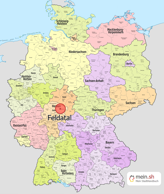 Deutschlandkarte mit Feldatal