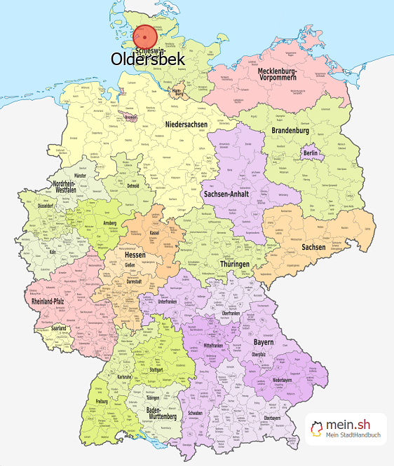 Deutschlandkarte mit Oldersbek