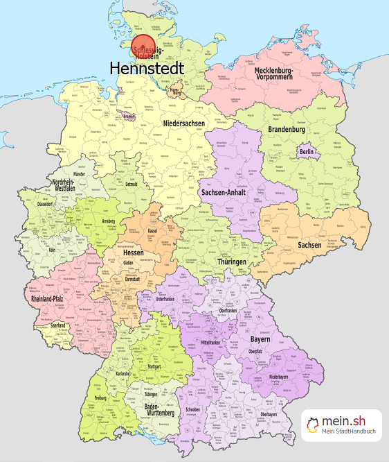 Deutschlandkarte mit Hennstedt