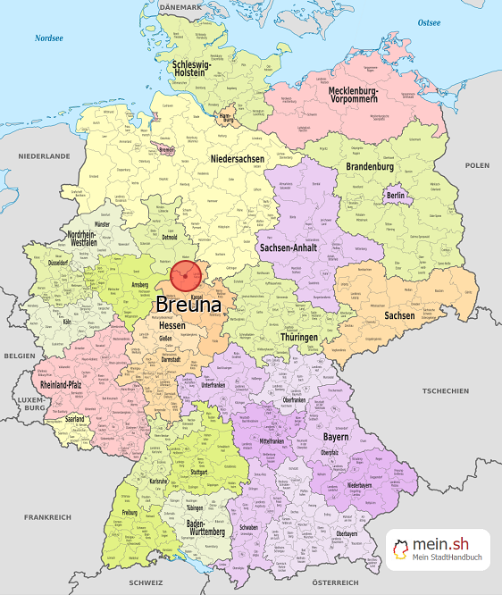 Deutschlandkarte mit Breuna