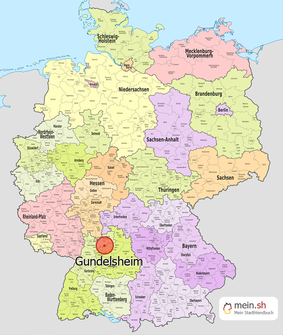 Deutschlandkarte mit Gundelsheim