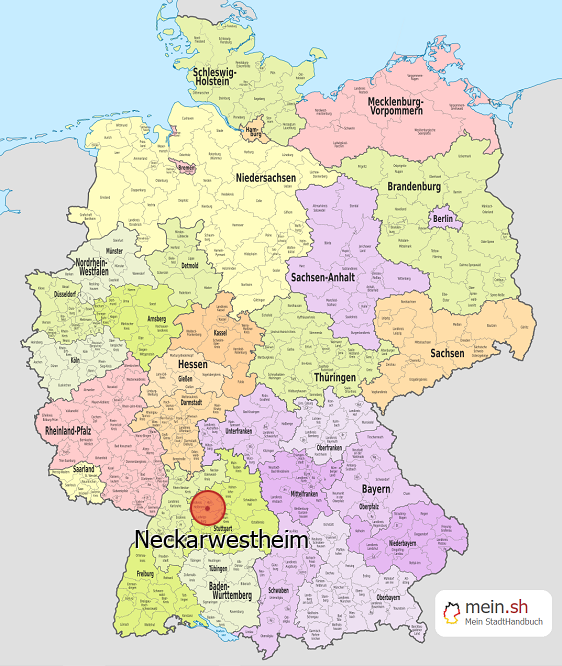Deutschlandkarte mit Neckarwestheim