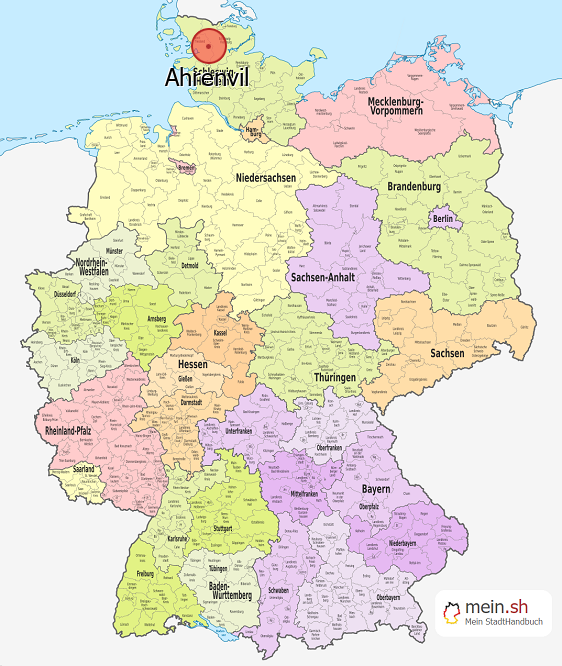 Deutschlandkarte mit Ahrenvil