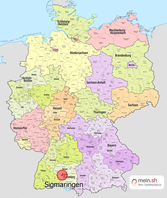 Deutschlandkarte mit Sigmaringen