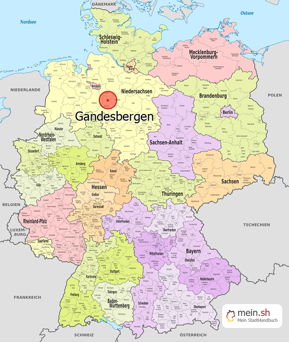 Deutschlandkarte mit Gandesbergen