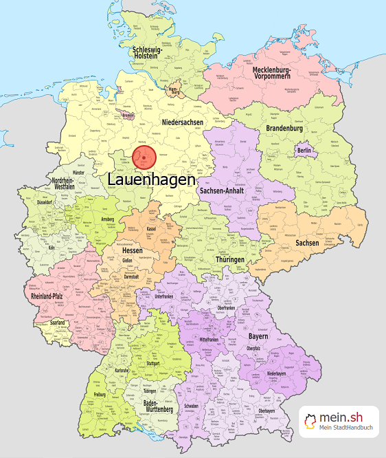 Deutschlandkarte mit Lauenhagen