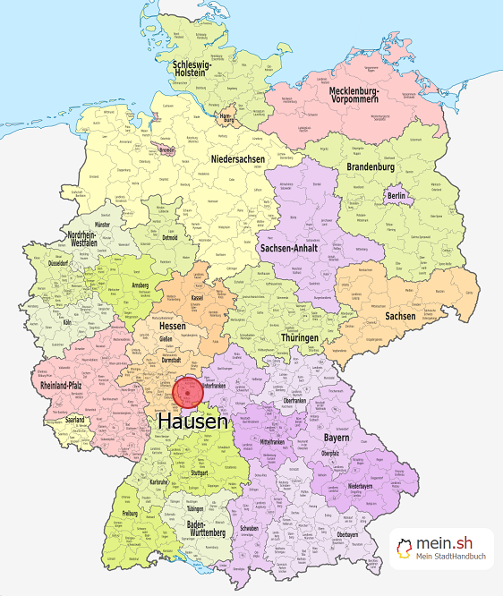 Deutschlandkarte mit Hausen