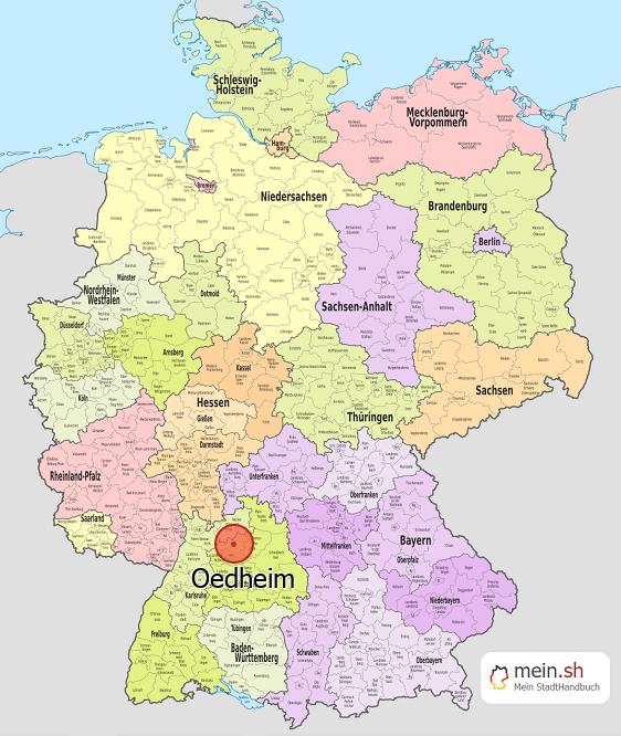 Deutschlandkarte mit Oedheim