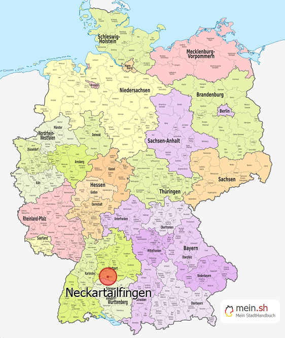 Deutschlandkarte mit Neckartailfingen