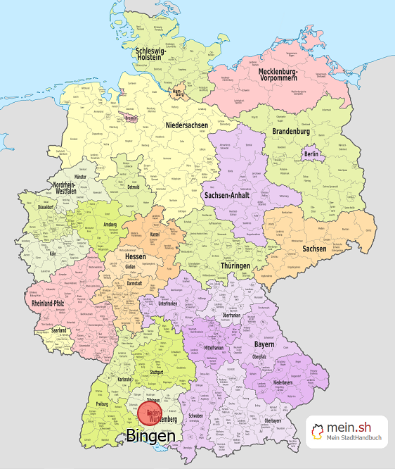 Deutschlandkarte mit Bingen