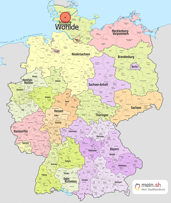 Deutschlandkarte mit Wohlde