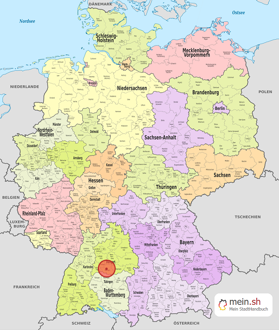 Deutschlandkarte mit Wolfschlugen