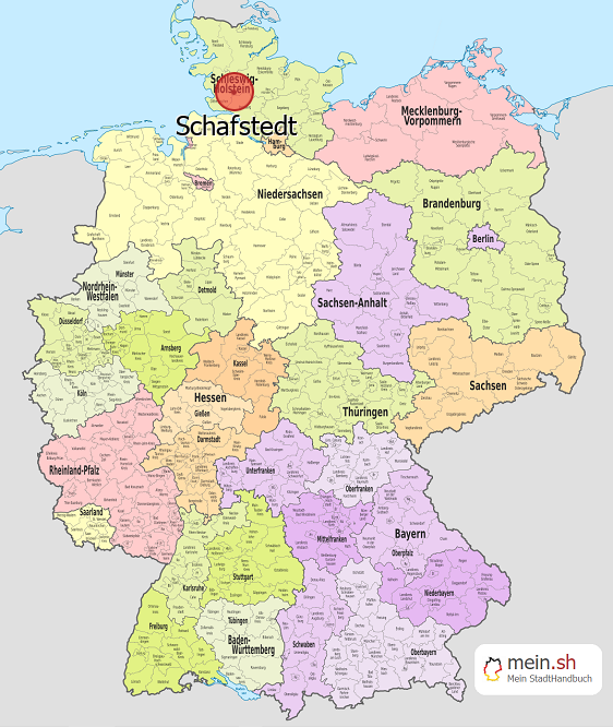 Deutschlandkarte mit Schafstedt