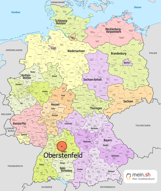 Deutschlandkarte mit Oberstenfeld