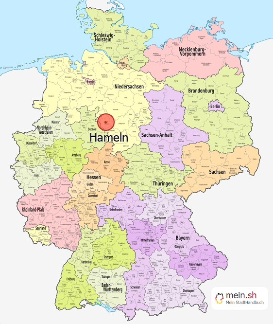 Deutschlandkarte mit Hameln