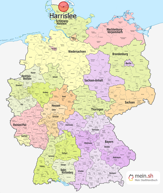 Deutschlandkarte mit Harrislee