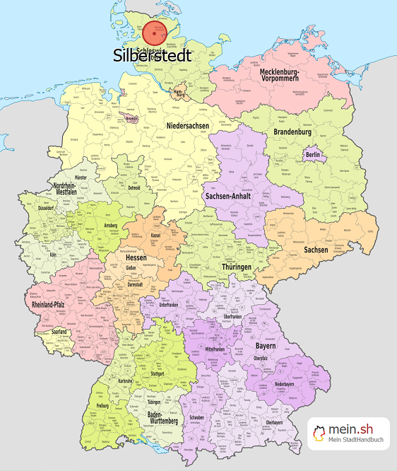 Deutschlandkarte mit Silberstedt