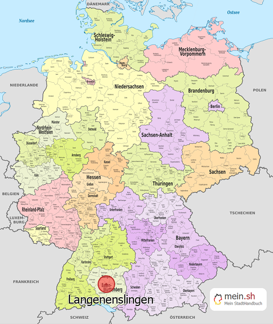 Deutschlandkarte mit Langenenslingen