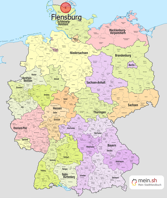 Deutschlandkarte mit Flensburg