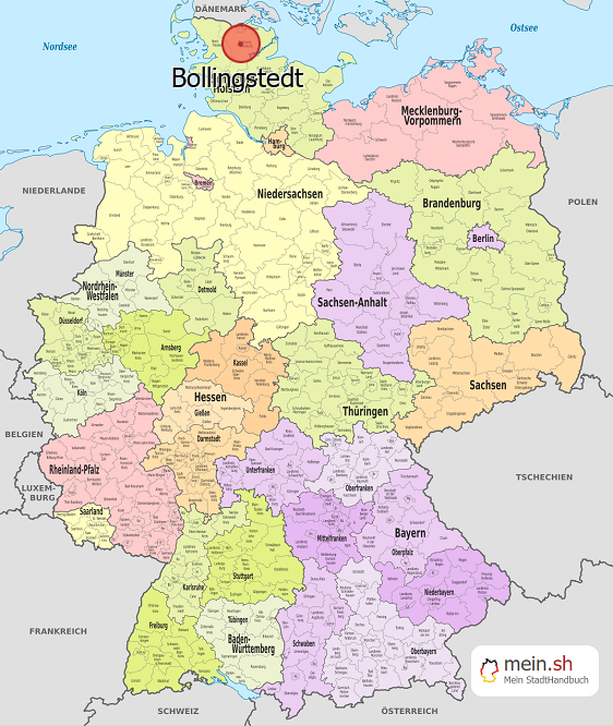 Deutschlandkarte mit Bollingstedt